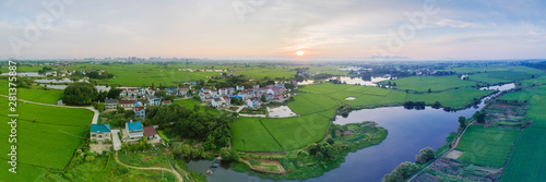 Aerial photo of rural summer pastoral scenery in langxi county, xuancheng city, anhui province, China