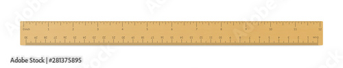 Engineer or architect wooden drafting ruler with an imperial and a metric units scale.