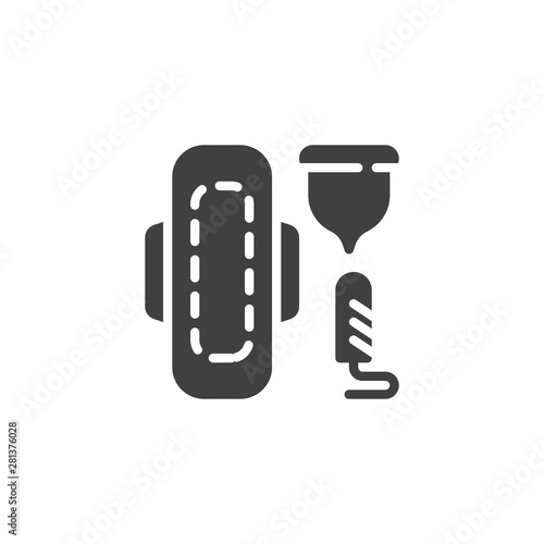 Feminine hygiene vector icon. filled flat sign for mobile concept and web design. Sanitary napkin, tampon, menstrual cup glyph icon. Symbol, logo illustration. Vector graphics