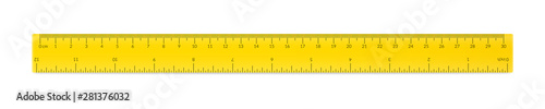 Engineer or architect plastic drafting ruler with an imperial and a metric units scale. photo