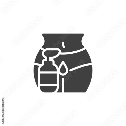 Woman intimate hygiene product vector icon. filled flat sign for mobile concept and web design. Female body intimate hygiene gel glyph icon. Symbol, logo illustration. Vector graphics