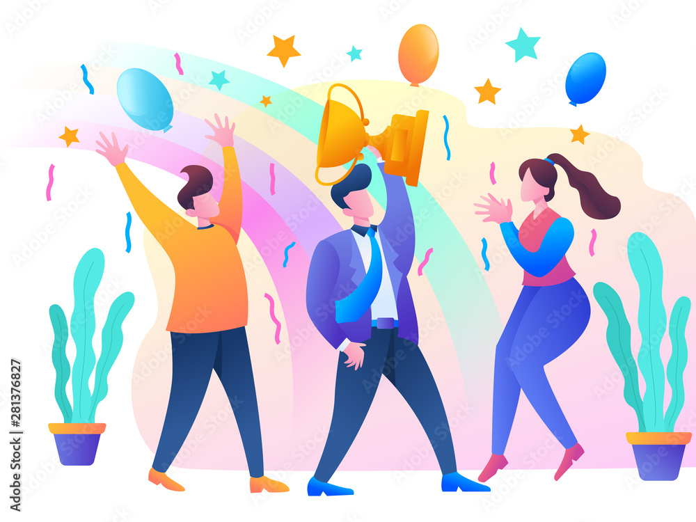 The key to success, teamwork, flat style illustration vector mobile app for company homepage template hero image landing page The key to success, teamwork, flat style illustration vector mobile app for company homepage template hero image landing page