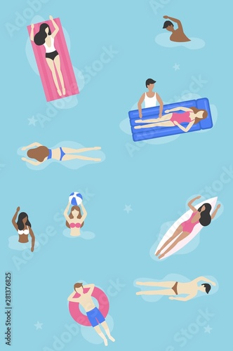 Hello Summer, People in Swimming pool vector