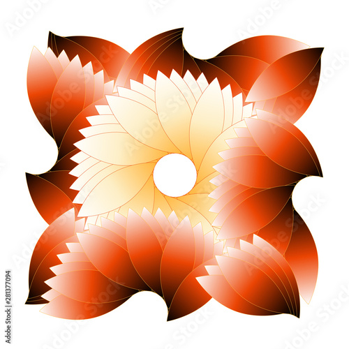 flower scales card orange ivory