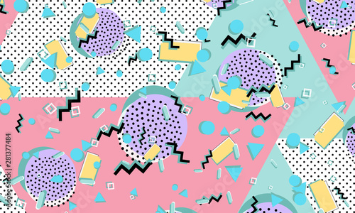 Memphis pattern. Geometric shapes. Hipster style