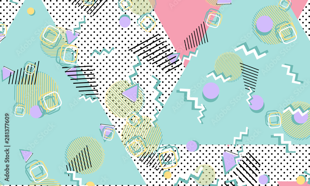 Memphis pattern. Geometric shapes. Hipster style Memphis pattern. Geometric shapes. Hipster style