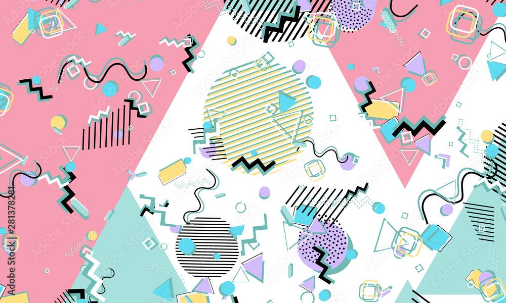 Memphis pattern. Geometric shapes. Hipster style Memphis pattern. Geometric shapes. Hipster style