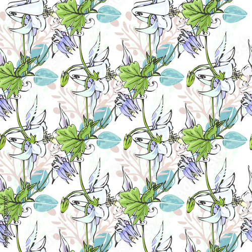 Line art wildflower for fabric design. Petal meaningful wild blossom. Curly pattern twig