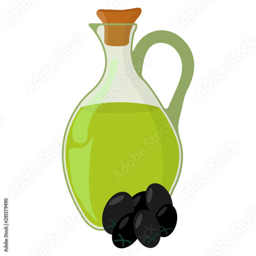 Olive oil Icon. Oil, Fat, Food label, logo for Web and Banners. Cartoon Vector Illustration