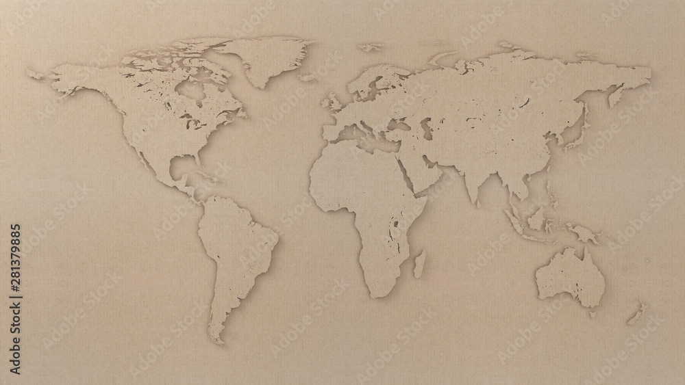 map of the world 3D rendering