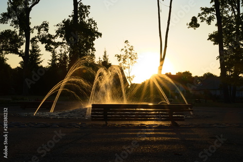 Europe, Lithuania, Marijampole, poetry park fountain  photo