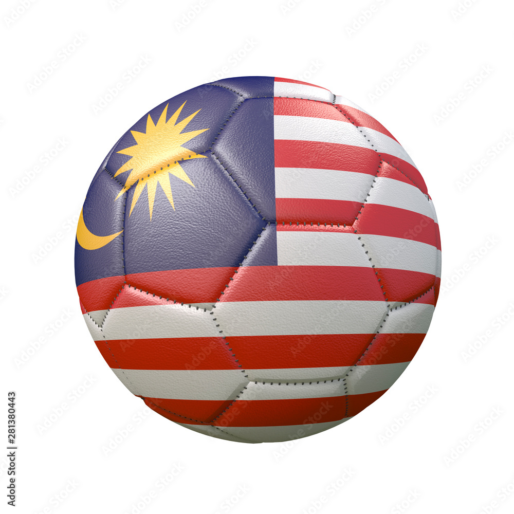 Fototapeta premium Soccer ball in flag colors isolated on white background. Malaysia. 3D image
