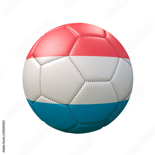 Soccer ball in flag colors isolated on white background. Luxembourg. 3D image