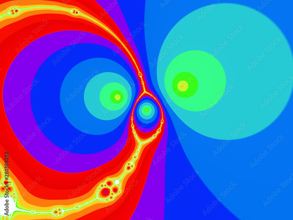 Orange blue circles, abstract fractal