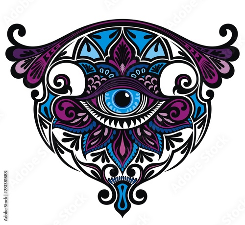 Eye with floral elements. Art Boho style.