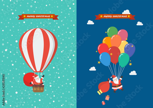 Poster of Santa claus hanging on balloon