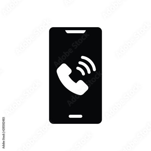 Black solid icon for phone call