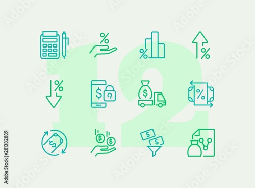 Investment line icon set