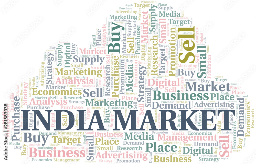 Fototapeta premium India Market word cloud. Vector made with text only.