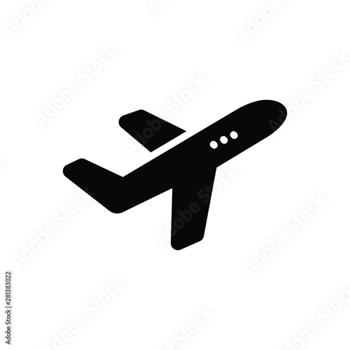 Black solid icon for airplane 