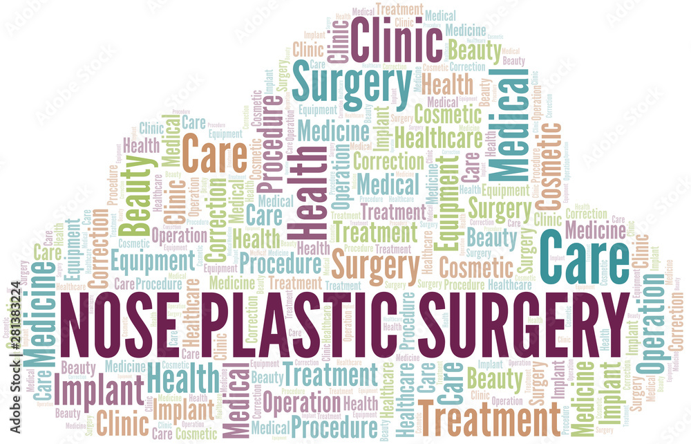 Nose Plastic Surgery word cloud vector made with text only.