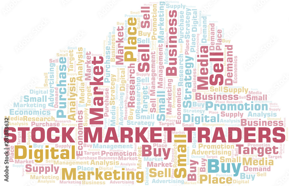Stock Market Traders word cloud. Vector made with text only.