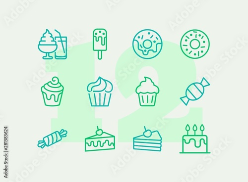 Sweets line icon set