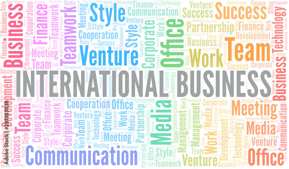 Obraz premium International Business word cloud. Collage made with text only.