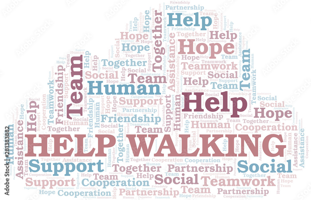 Help Walking word cloud. Vector made with text only.