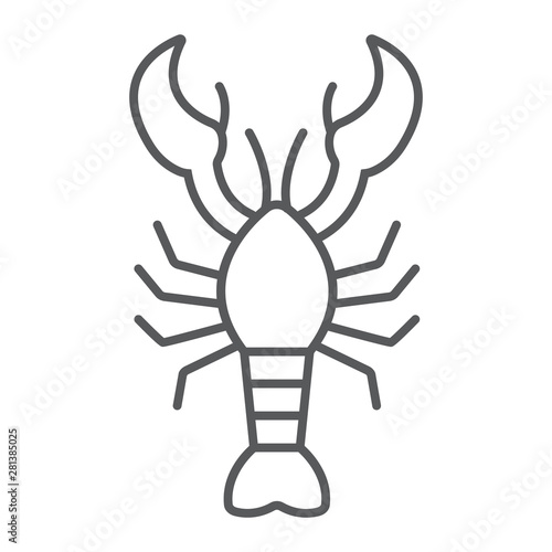 Lobster thin line icon, food and sea, cancer sign, vector graphics, a linear pattern on a white background. © amin268