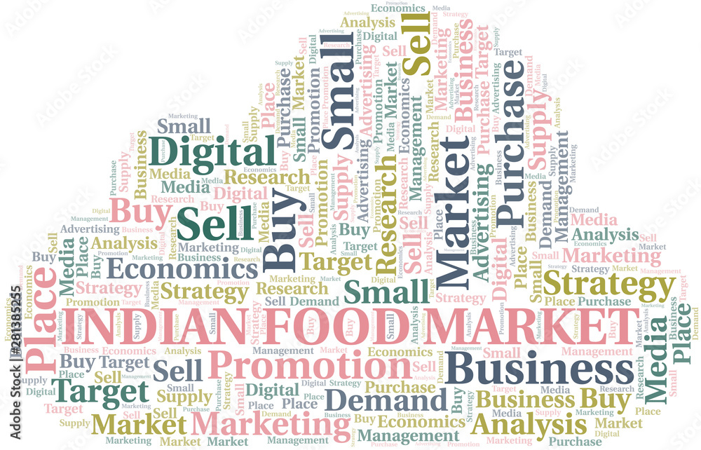 Indian Food Market word cloud. Vector made with text only. Indian Food Market word cloud. Vector made with text only.