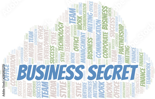 Business Secret word cloud. Collage made with text only.