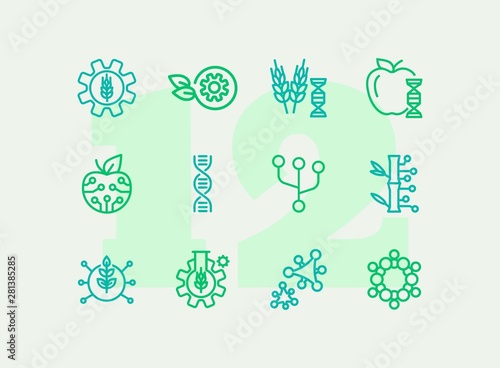 Agricultural technologies line icon set