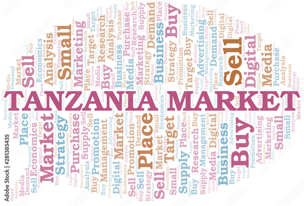 Fototapeta premium Tanzania Market word cloud. Vector made with text only.