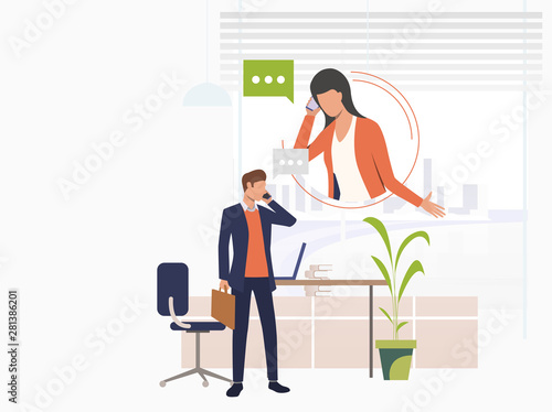Business people talking on cell phones