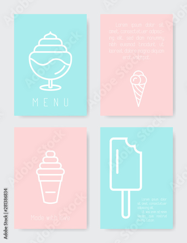 Ice cream icon card set.