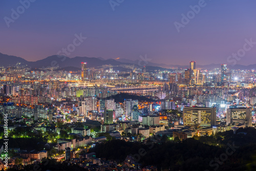 Aerial view of Seoul City at Night,South Korea. © CJ Nattanai