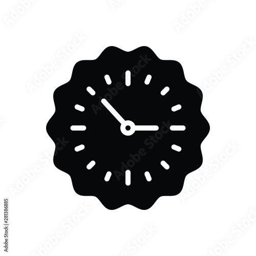 Black solid icon for clock time