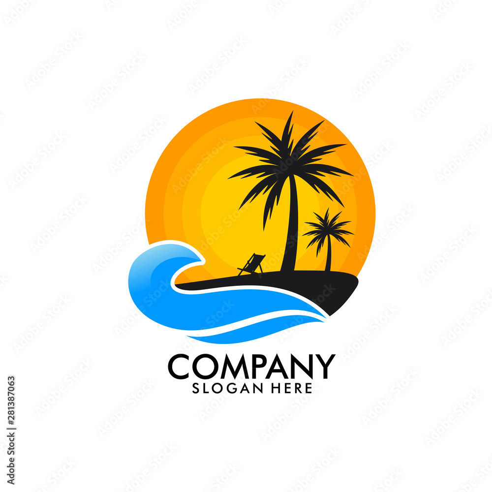 sunset beach panorama Logo