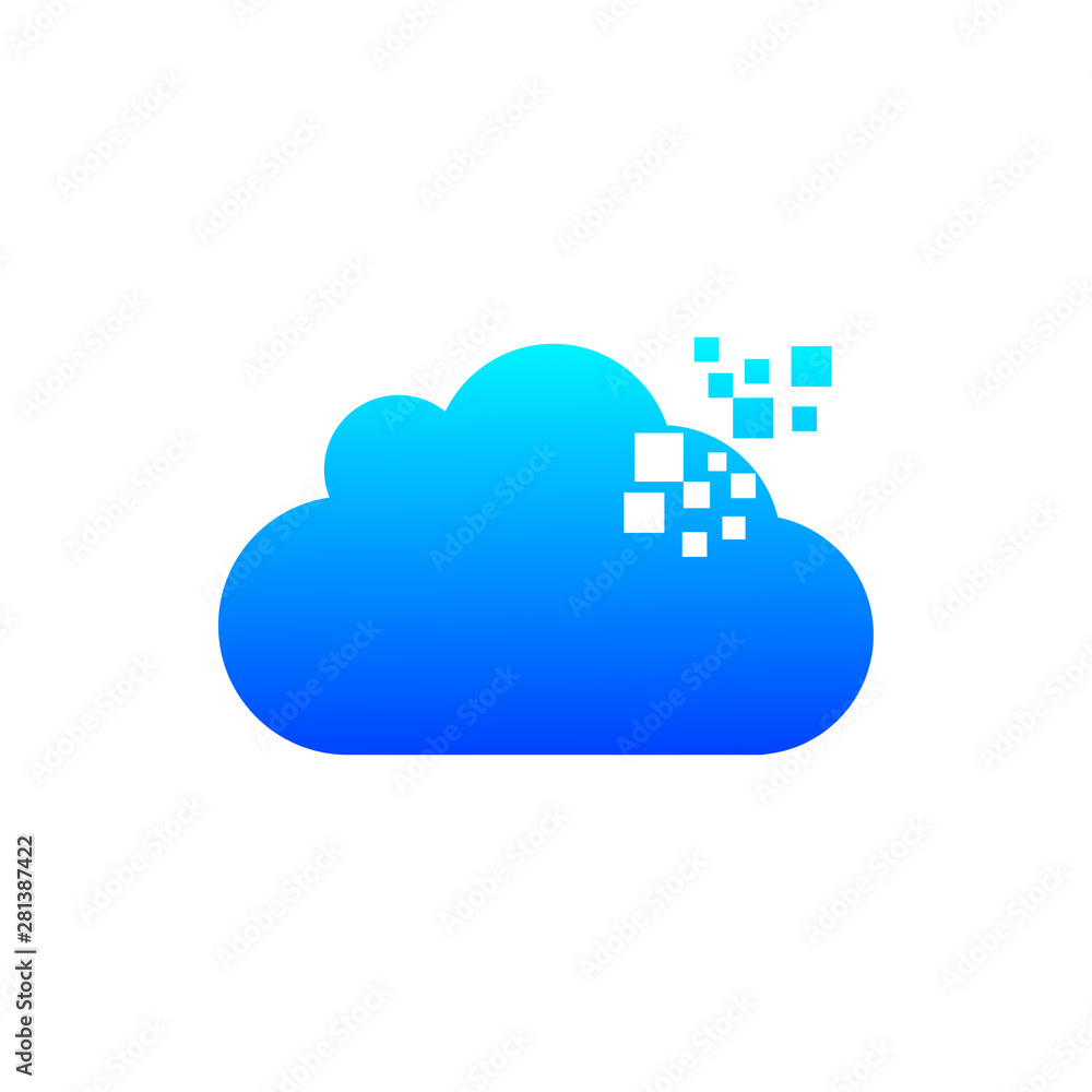 Flat Cloud Technology Logo Flat Cloud Technology Logo