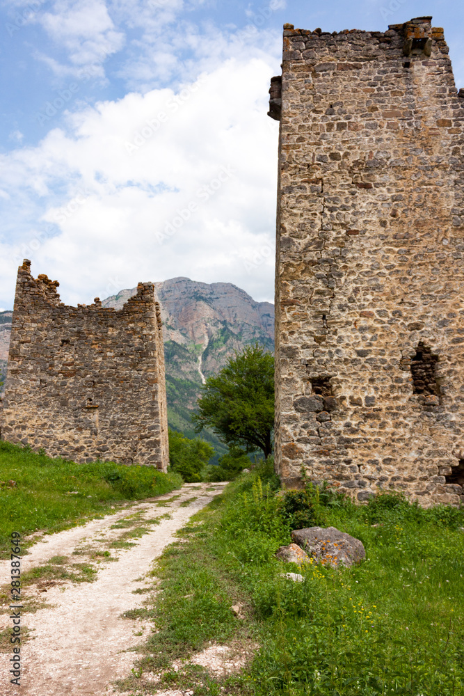 Medieval stone towers in Egikal, Ingushetia, Russia (Northern Caucasus)