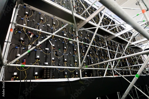 Εκτύπωση καμβά Back side of big led projection screen.