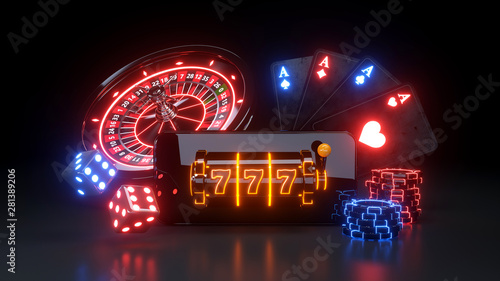 Online Casino Gambling Concept - 3D Illustration photo