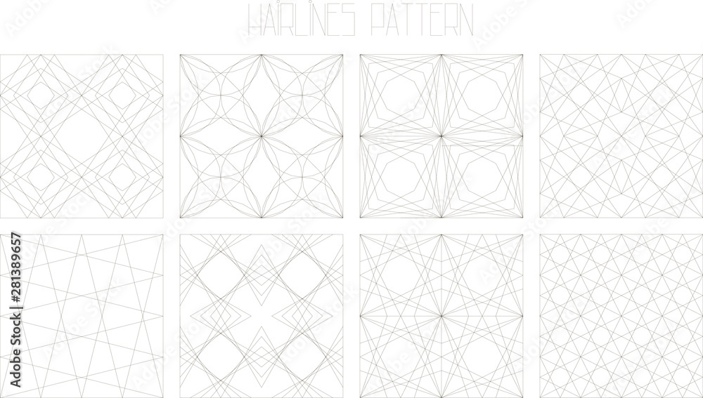 8 vector hairlines geometric patterns, set 1, seamless, isolated, graphic, digital paper, vector texture
