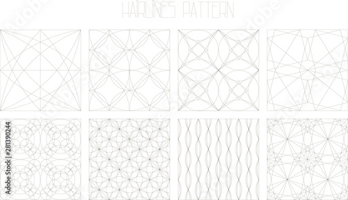 8 vector hairlines geometric patterns, set 2, seamless, isolated, graphic, digital paper, vector texture