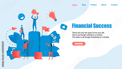 Webpage Template. Financial success illustration. Business success flat design concept	