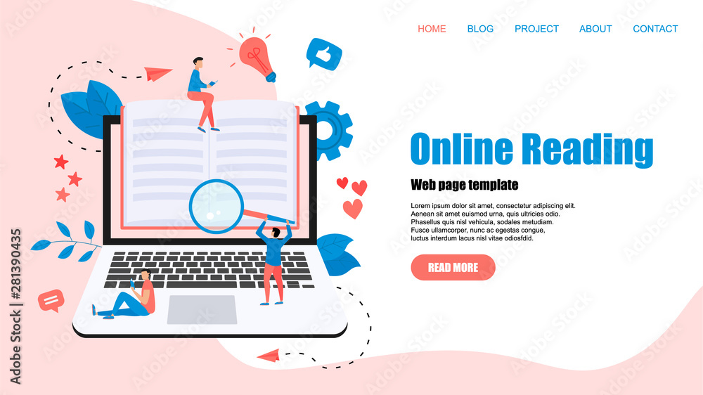 Webpage Template. Flat design open book. Reading concept. Vector illustration Webpage Template. Flat design open book. Reading concept. Vector illustration