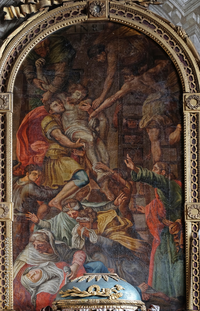 Deposition from the Cross, altarpiece in the Saint John the Baptist church in Zagreb, Croatia Deposition from the Cross, altarpiece in the Saint John the Baptist church in Zagreb, Croatia