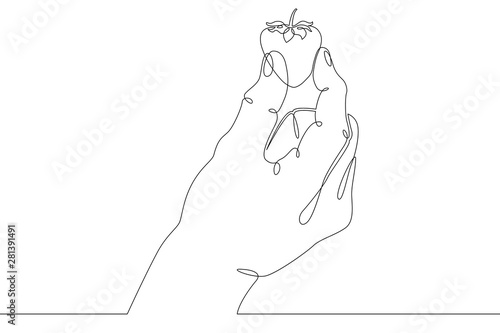 hand arm finger  object  gesture  sign  palm  fist  strawberry