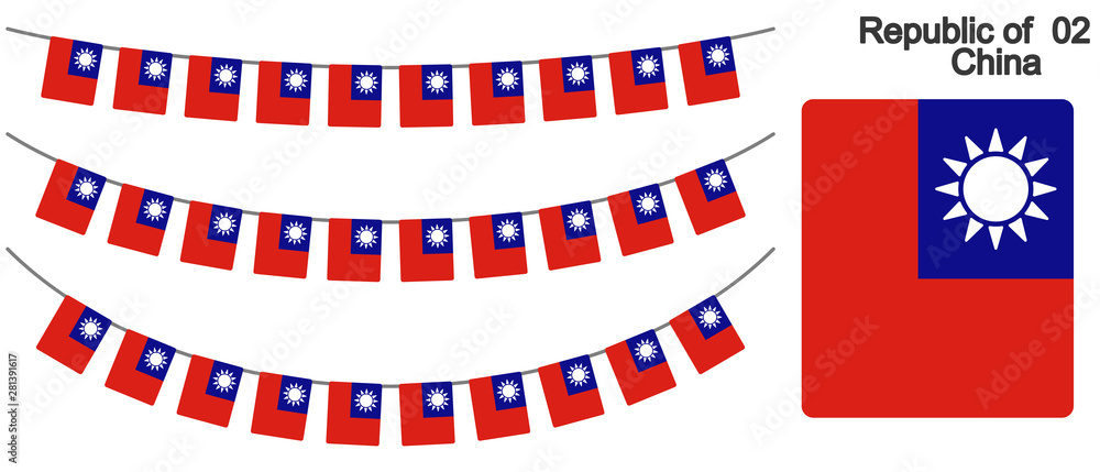 Fototapeta premium 中華民国の国旗のガーラーンド ベクターデータ（bunting garland）